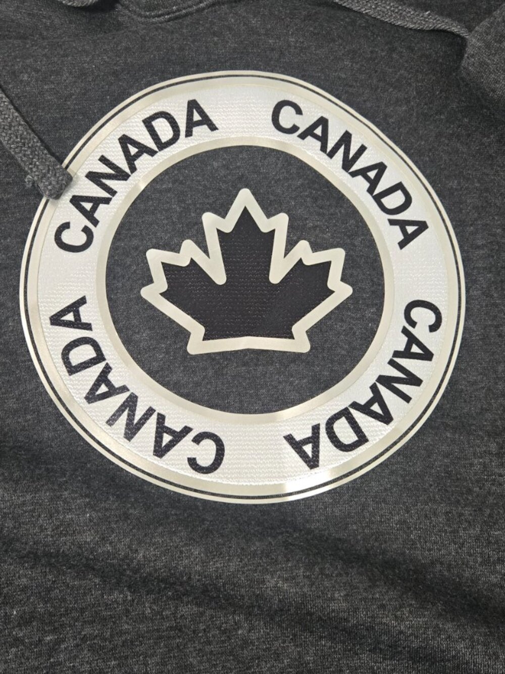 River Wear Canada Hoodie XL Charcoal Gray Maple Leaf Pullover Fleece Sweatshirt - Picture 9 of 12